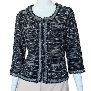 INC International Concepts Black And White Cropped Cardigan Size Large NWT